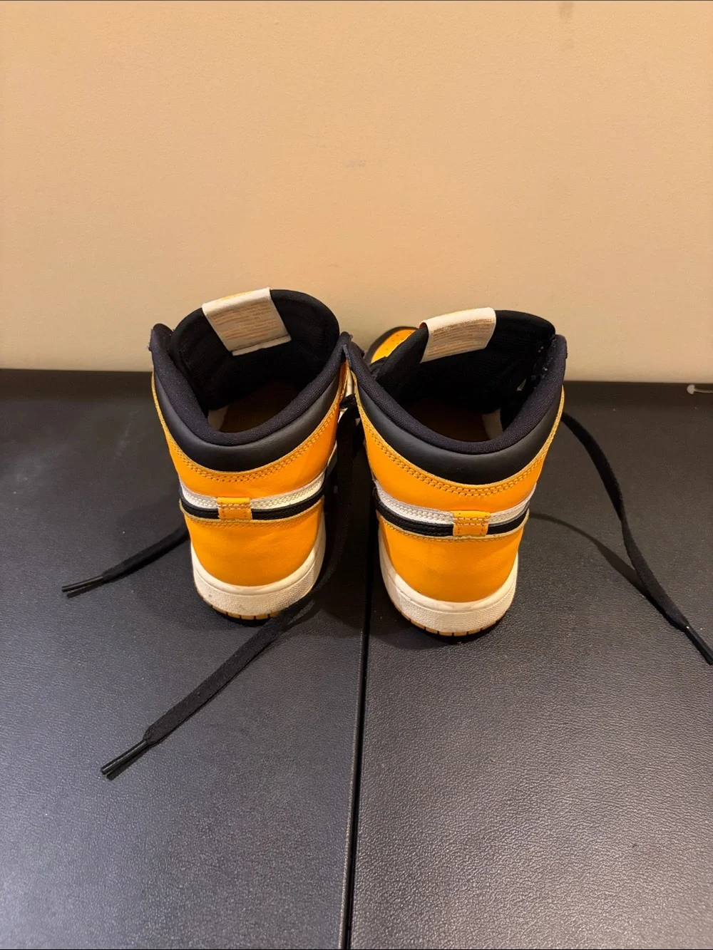 Nike Kids High-Top Sneakers in Black, Yellow and White
